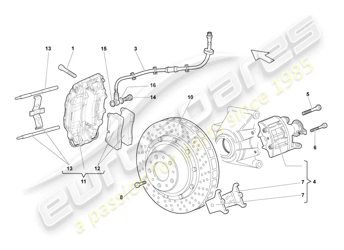 lamborghini reventon disc brake rear parts diagram