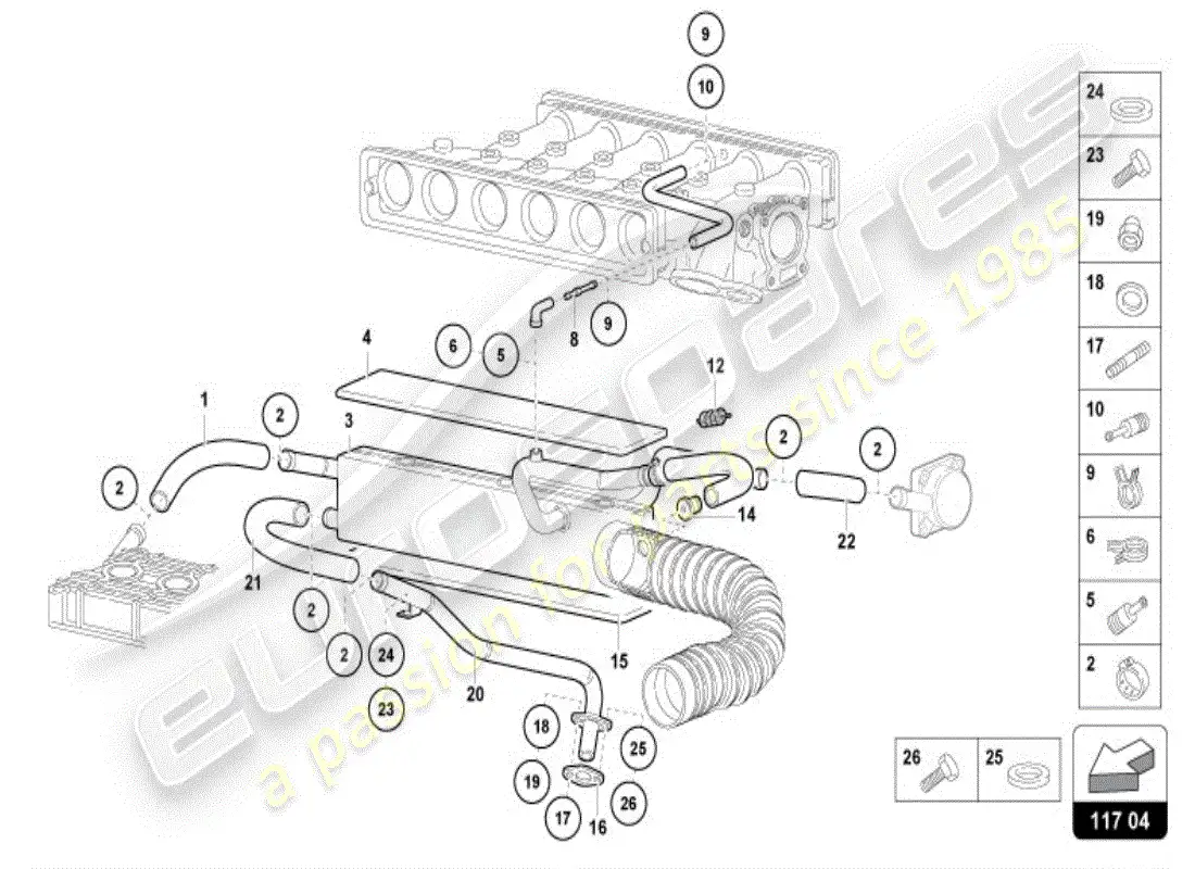 lamborghini diablo vt (1997) oil cooler parts diagram