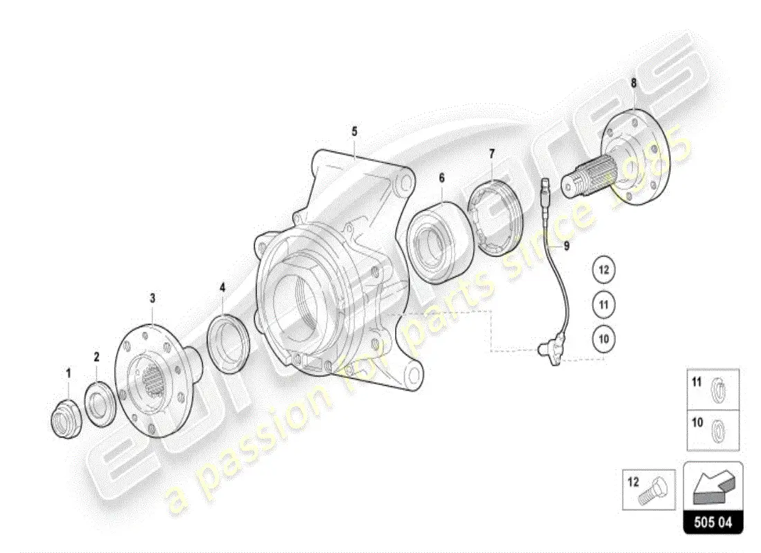 lamborghini diablo vt (1998) wheel hub parts diagram