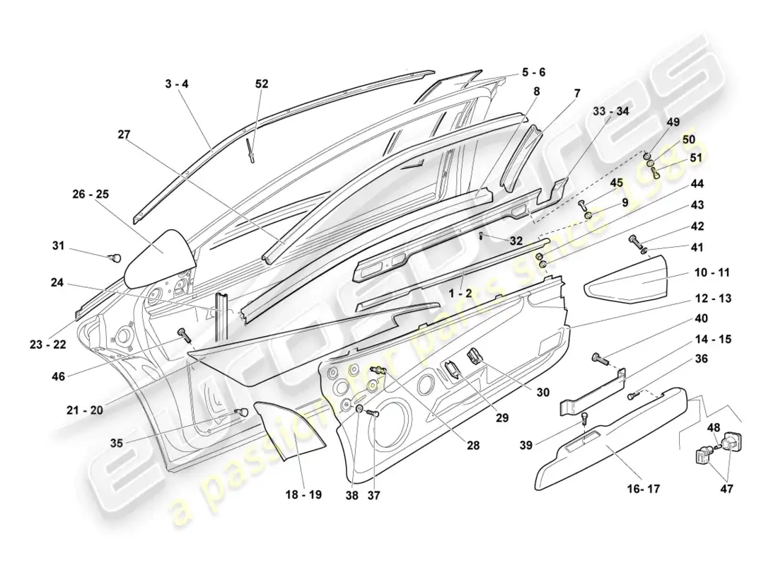 lamborghini reventon window guide parts diagram