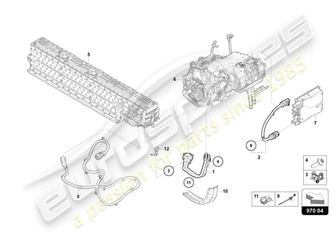 lamborghini revuelto coupe (2024) high-voltage wiring set for high-voltage battery and power electronics parts diagram