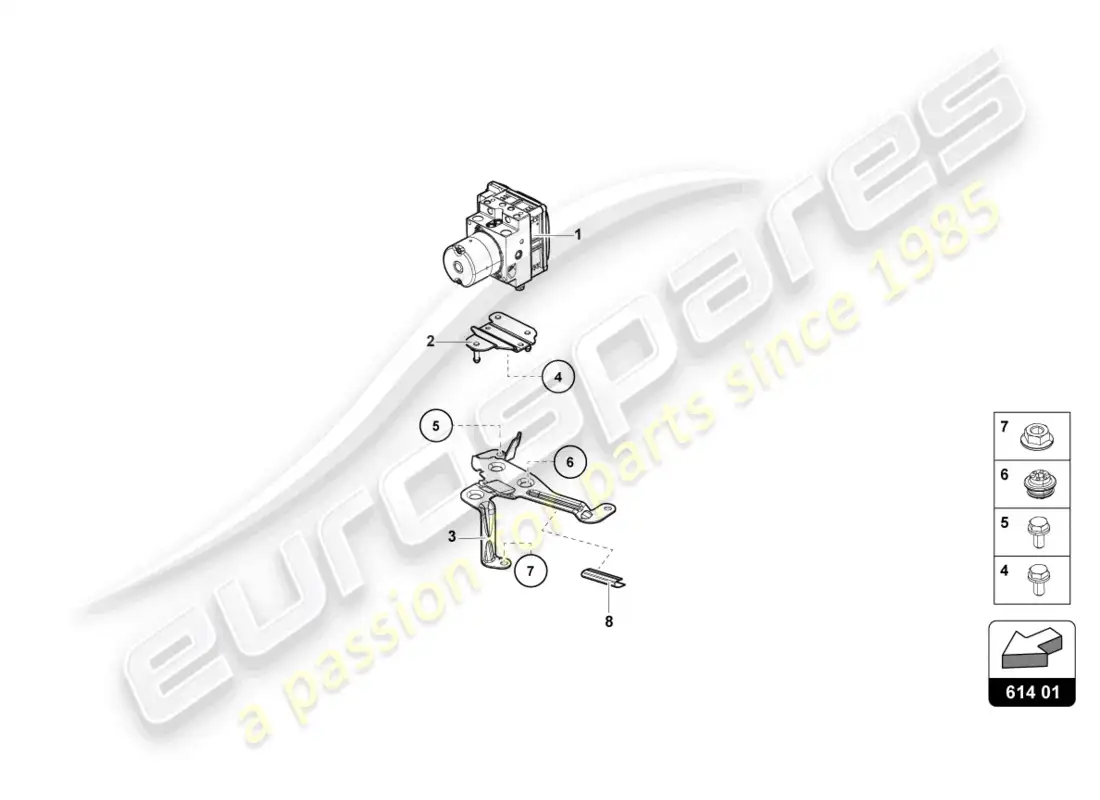 lamborghini evo coupe (2022) abs unit with control unit parts diagram