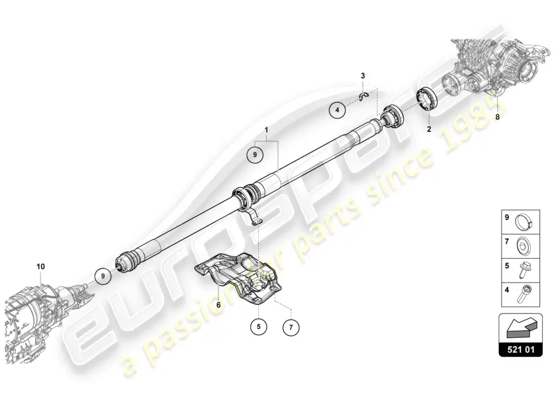 lamborghini urus (2022) drive shaft parts diagram