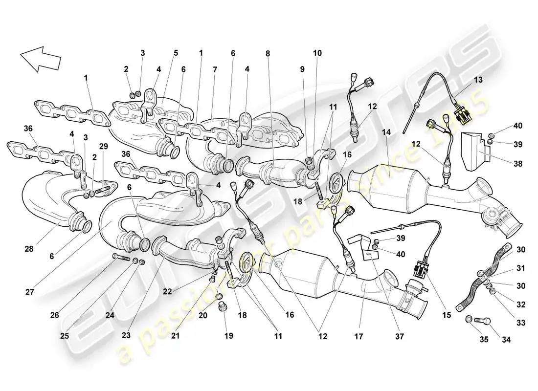 lamborghini reventon exhaust manifolds parts diagram