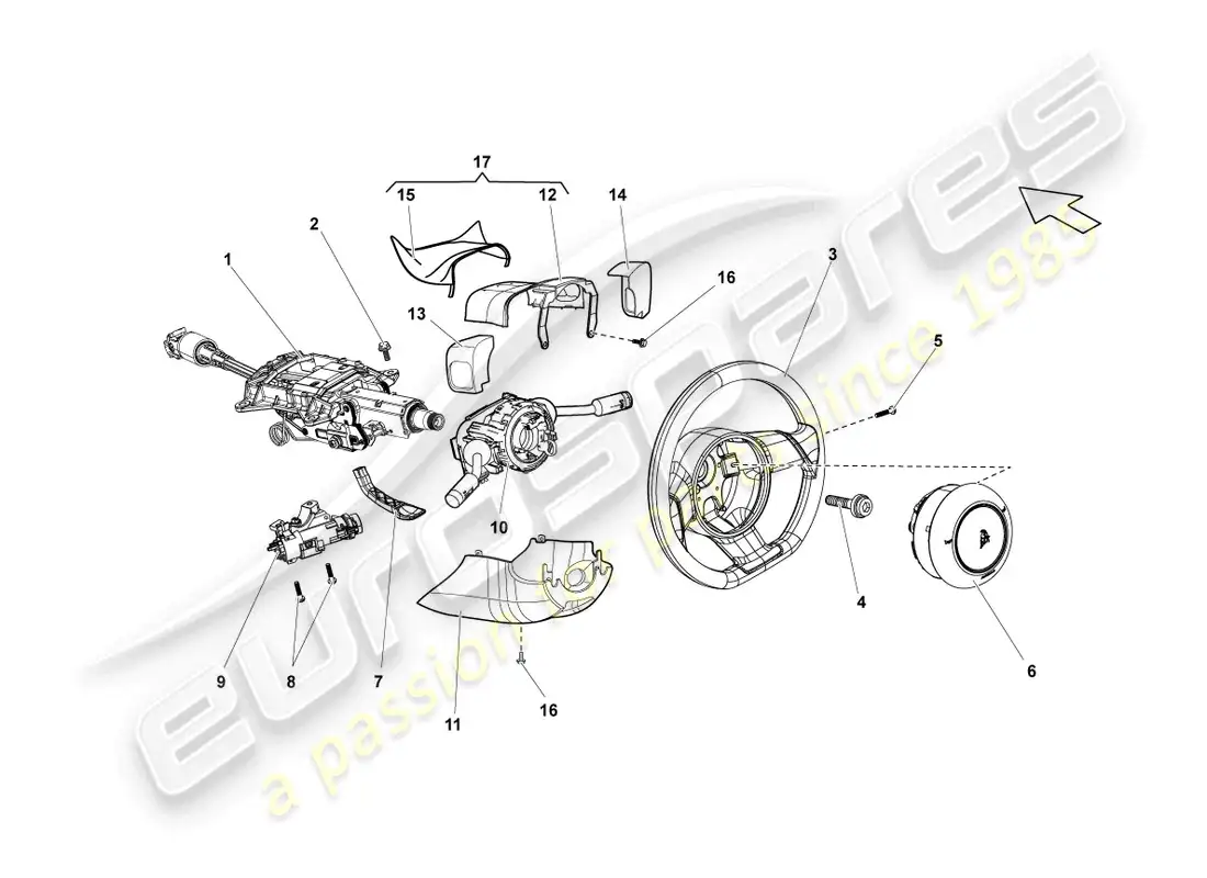 lamborghini lp550-2 spyder (2013) steering column parts diagram