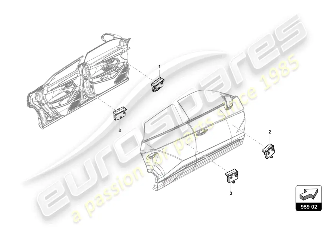 lamborghini urus (2022) door control unit parts diagram