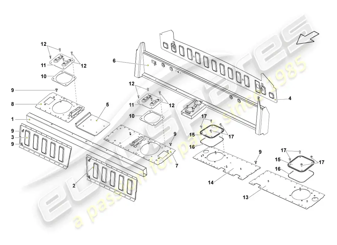 lamborghini lp570-4 sl (2012) rear panel parts diagram
