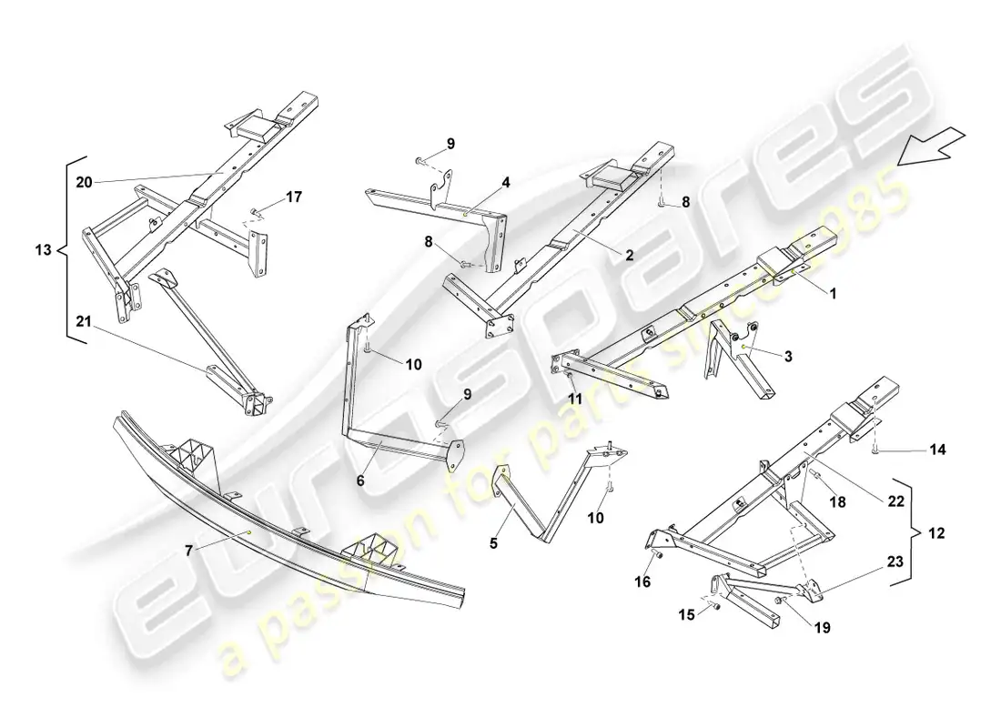 lamborghini lp570-4 sl (2012) bodywork front part parts diagram