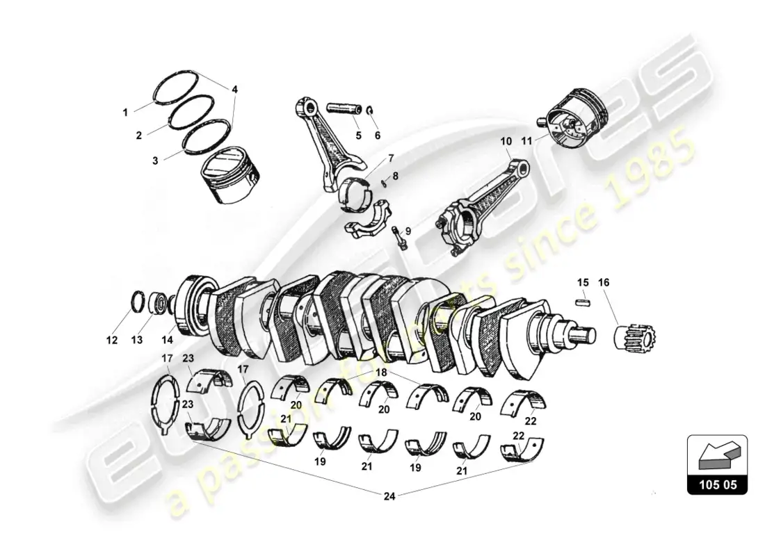 lamborghini countach 25th anniversary (1989) camshaft parts diagram
