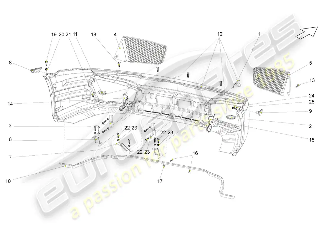 lamborghini gallardo coupe (2007) bumper front parts diagram