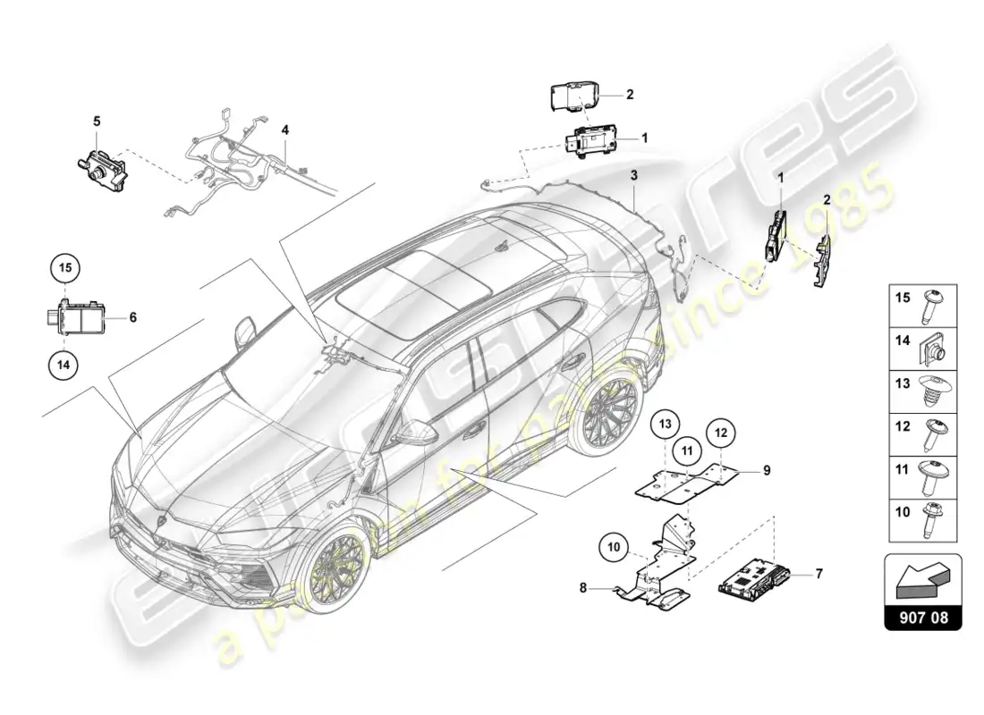 lamborghini urus (2020) control unit for lane change assist parts diagram
