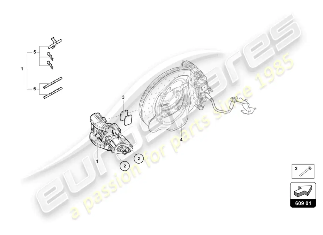 lamborghini evo coupe (2023) parking brake parts diagram