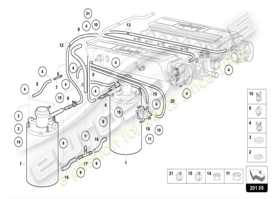 lamborghini diablo vt (1996) activated carbon filter system parts diagram