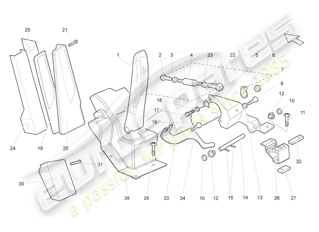 lamborghini gallardo spyder (2006) accelerator pedal part diagram