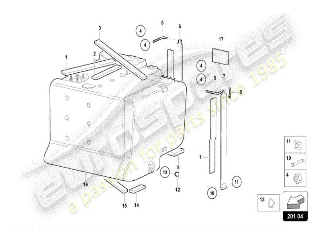 lamborghini diablo vt (1996) fuel tank parts diagram