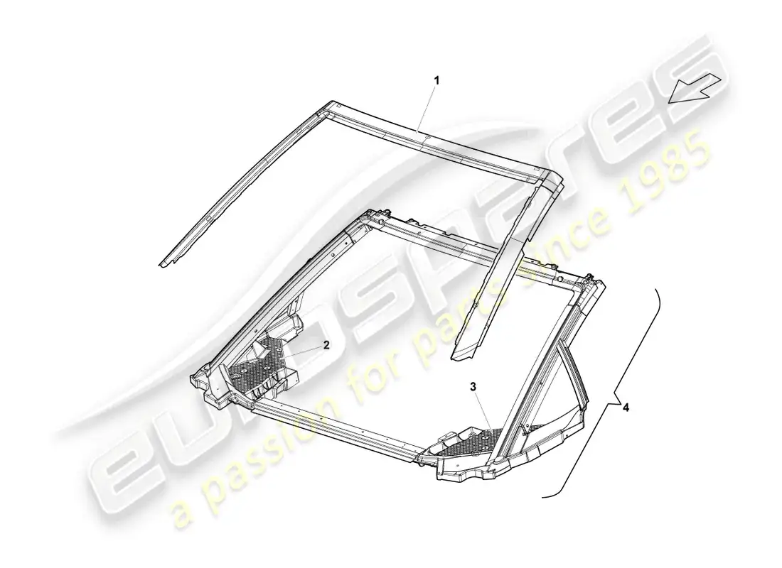 lamborghini lp550-2 spyder (2010) roof frame front parts diagram