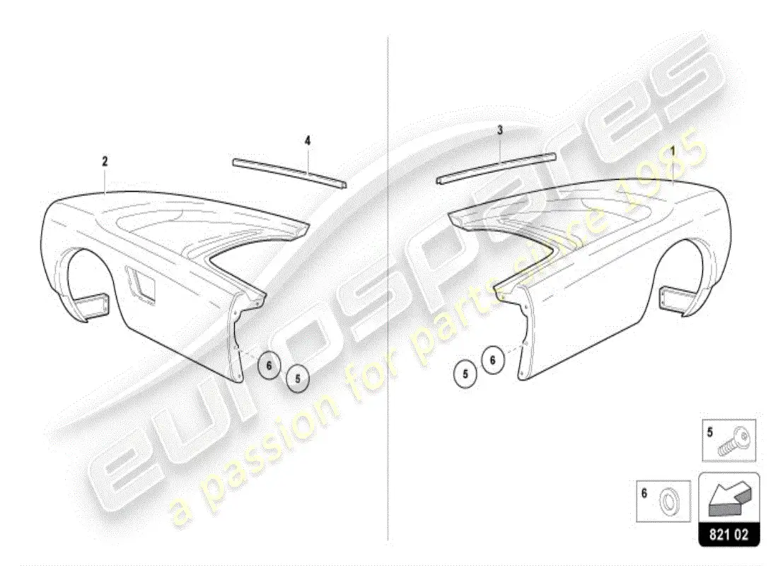 lamborghini diablo vt (1997) wing protector rear parts diagram