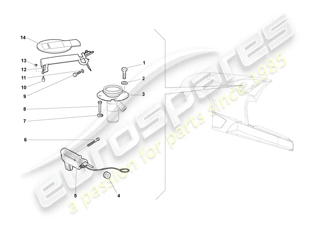lamborghini lp640 coupe (2007) fuel filler flap parts diagram