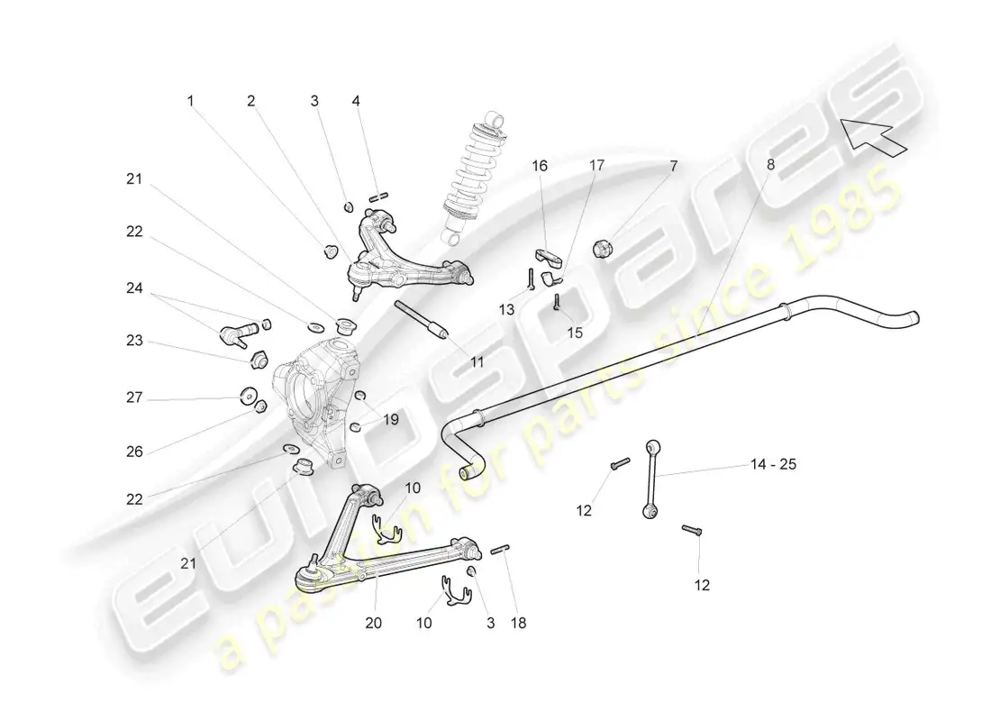 lamborghini gallardo spyder (2006) front axle part diagram