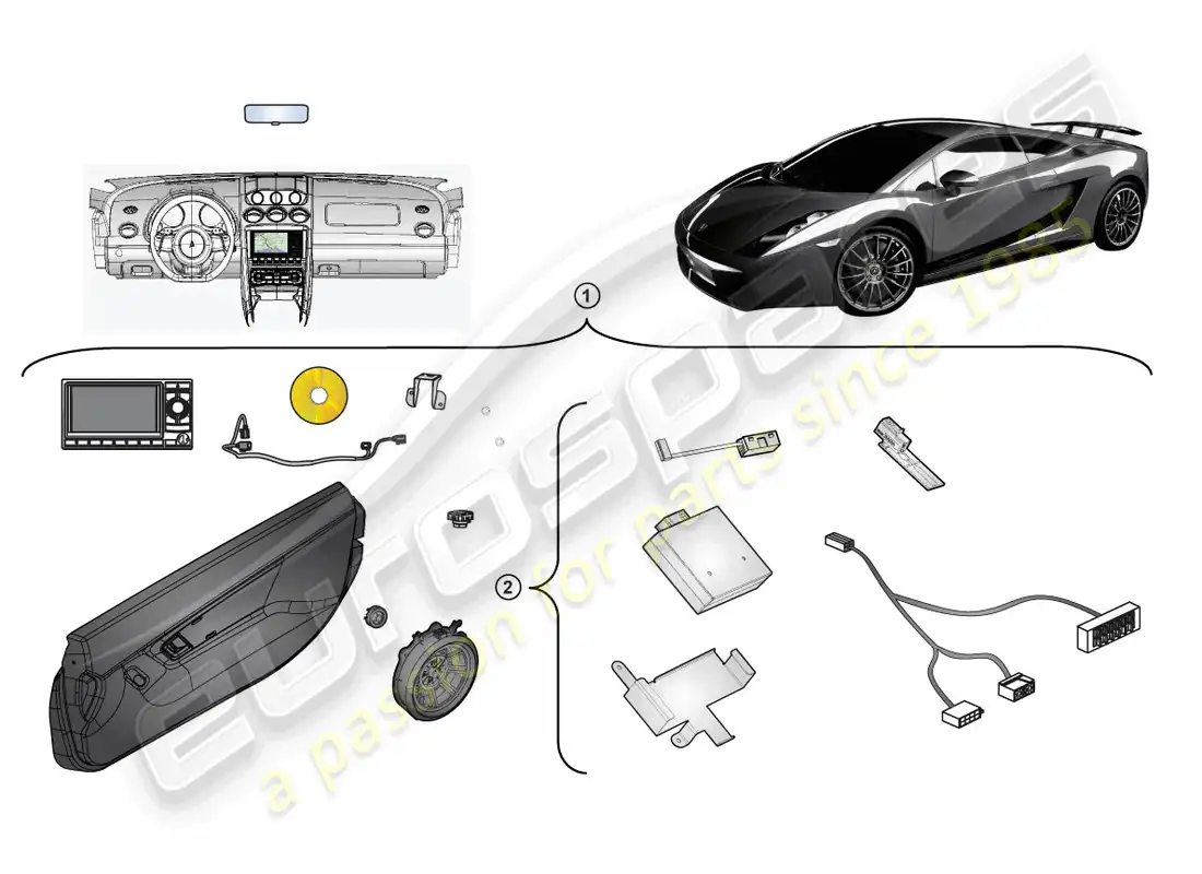 lamborghini gallardo spyder (accessories) retrofit kit parts diagram