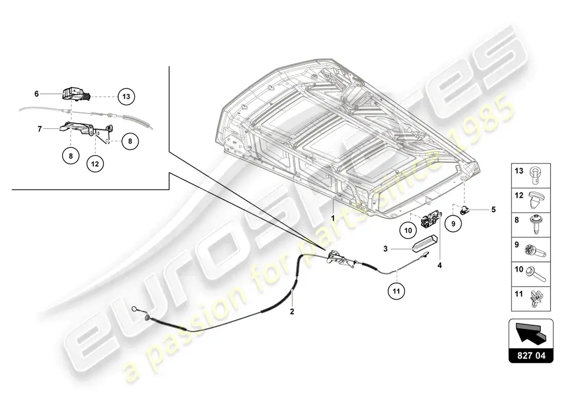 lamborghini evo spyder 2wd (2021) release lever parts diagram