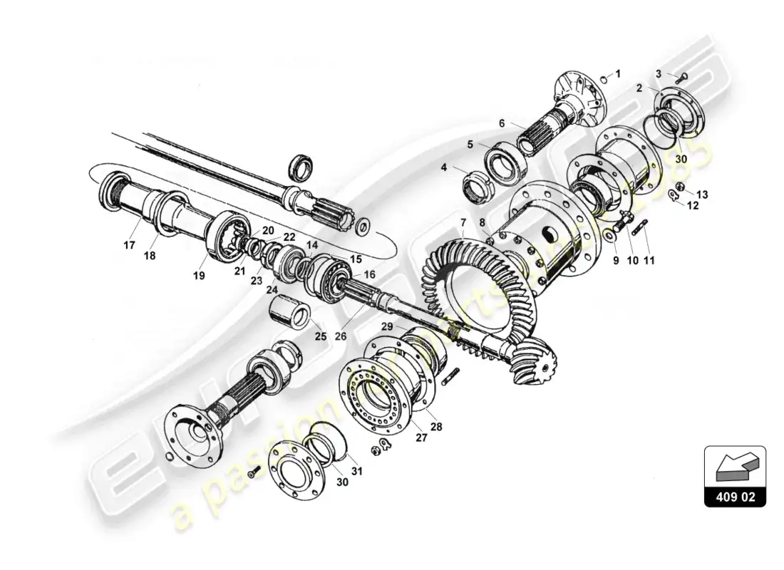 lamborghini countach 25th anniversary (1989) differential case parts diagram