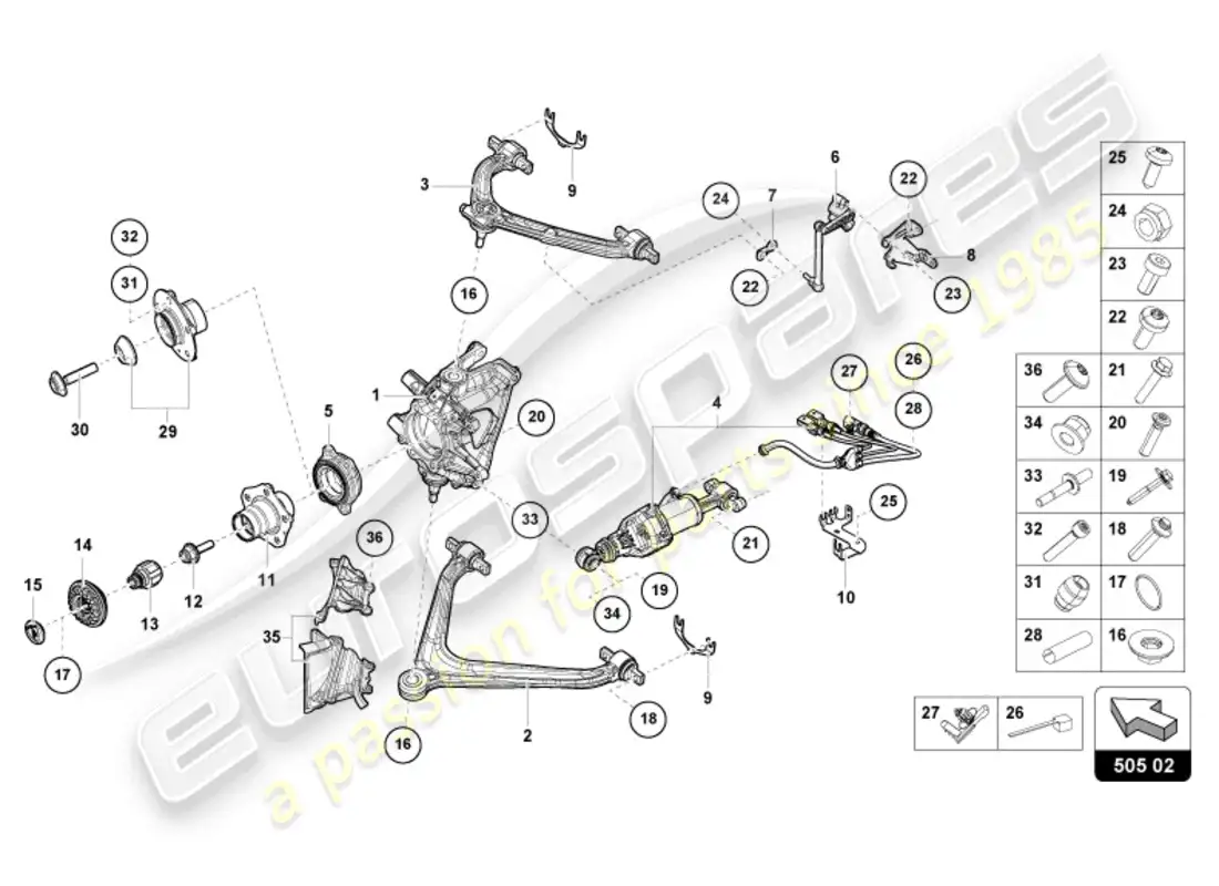 lamborghini evo spyder (2024) guide rear parts diagram