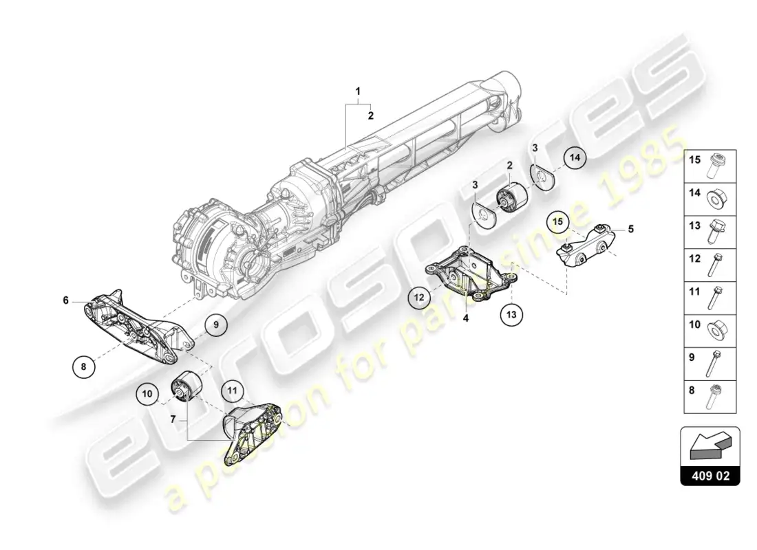 lamborghini evo spyder (2023) support for front axle parts diagram