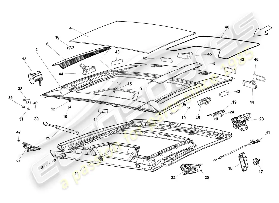 lamborghini lp570-4 sl (2012) rear lid transparent parts diagram