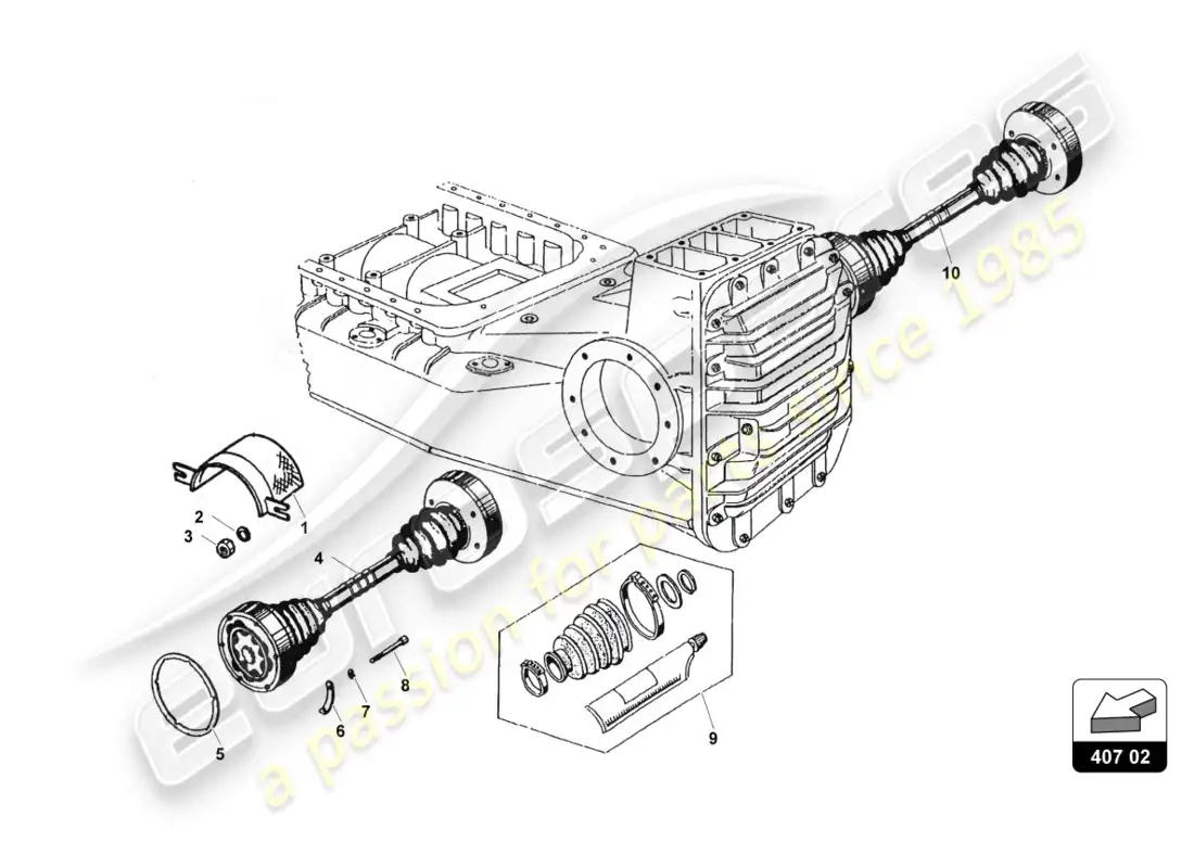 lamborghini countach 25th anniversary (1989) front drive shaft and arms parts diagram