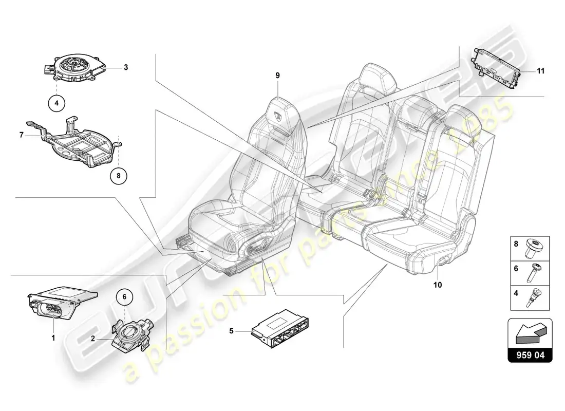 lamborghini urus (2020) control unit for seat occupied sensor parts diagram