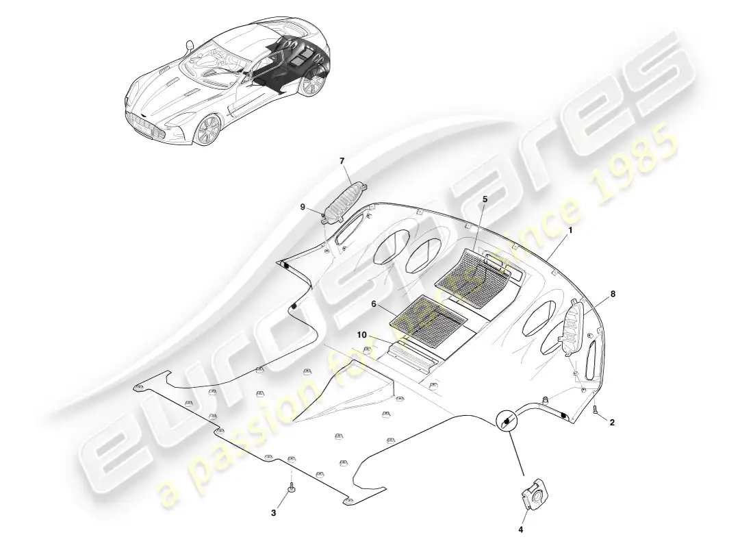 aston martin one-77 (2011) rear diffuser parts diagram