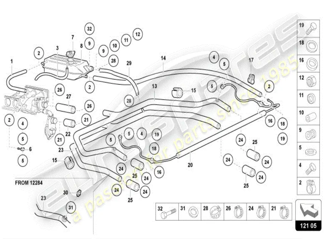 lamborghini diablo vt (1998) coolant pump parts diagram