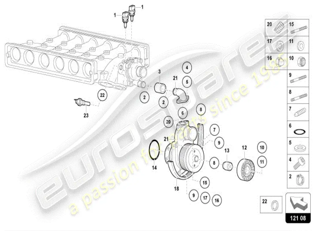 lamborghini diablo vt (1998) coolant pump parts diagram