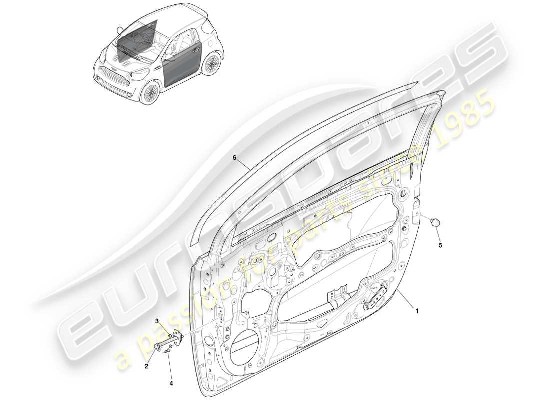 aston martin cygnet (2012) front side doors part diagram