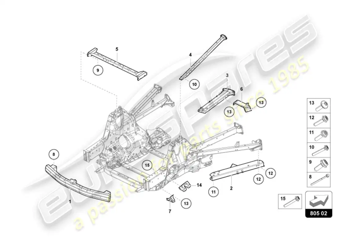 lamborghini revuelto coupe (2024) chassis rear parts diagram