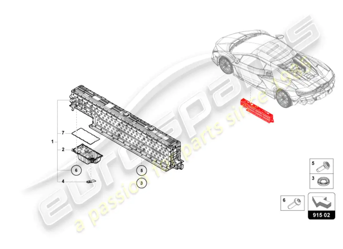 lamborghini revuelto coupe (2024) high-voltage battery parts diagram