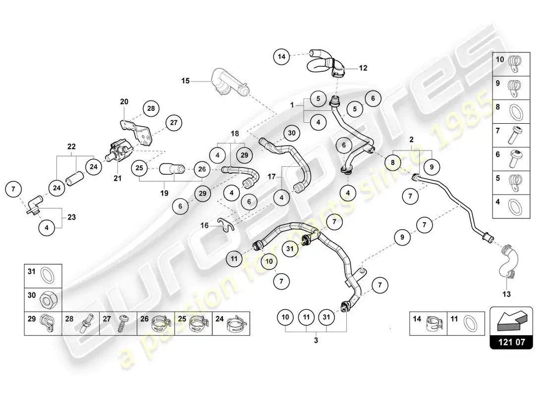 lamborghini urus (2020) cooling system parts diagram