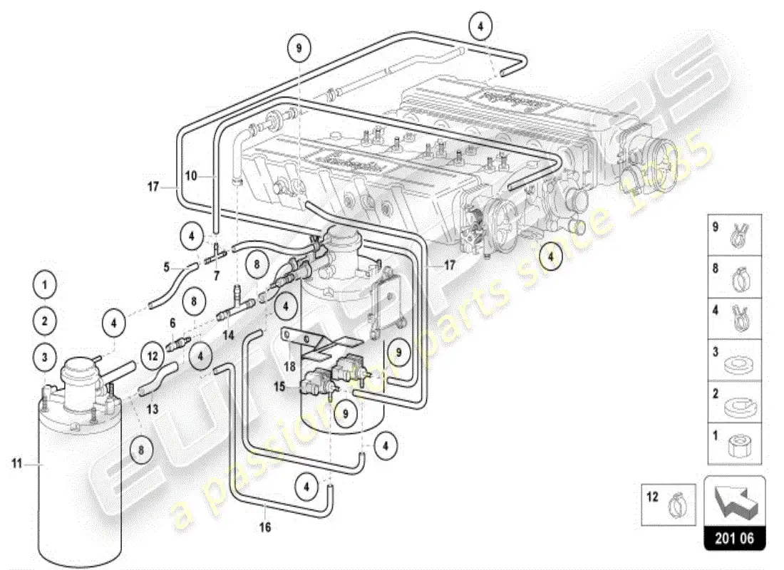 lamborghini diablo vt (1998) activated carbon filter system parts diagram