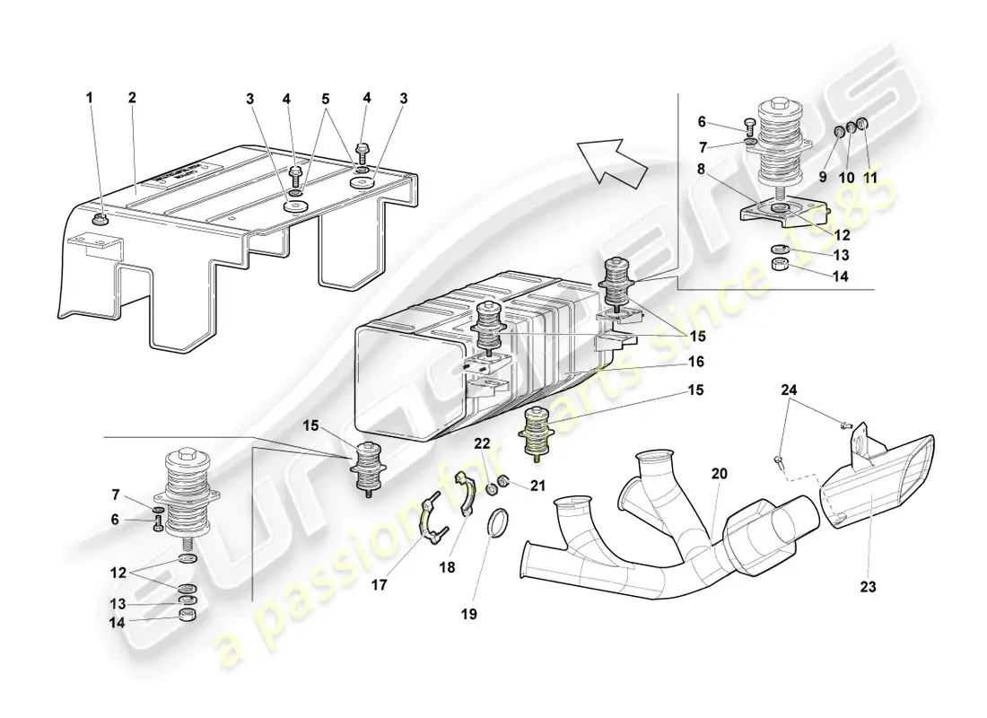 lamborghini reventon rear silencer parts diagram