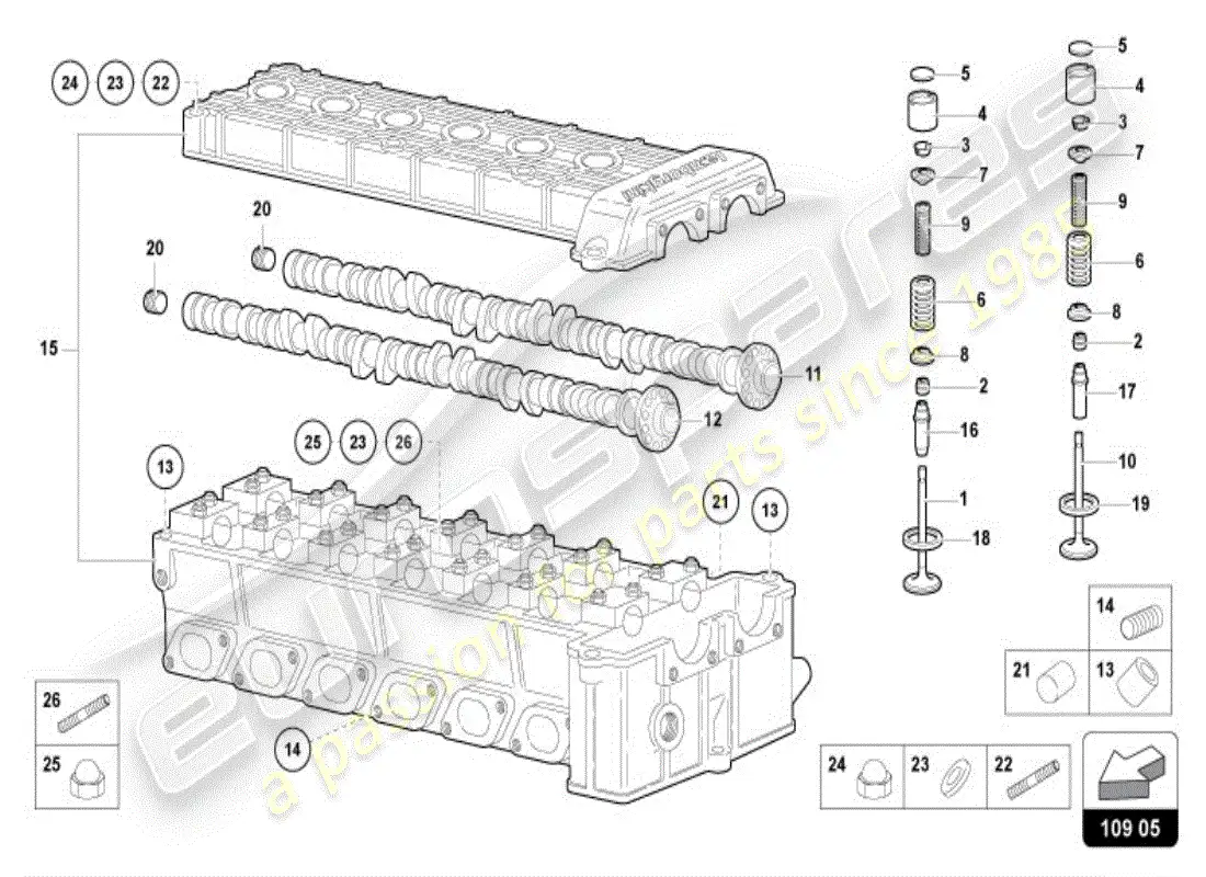 lamborghini diablo vt (1995) right head camshaft parts diagram