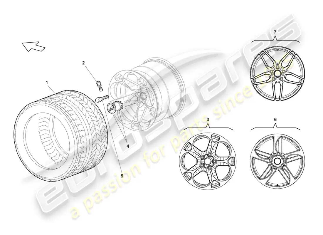lamborghini lp670-4 sv (2010) aluminium rim rear parts diagram