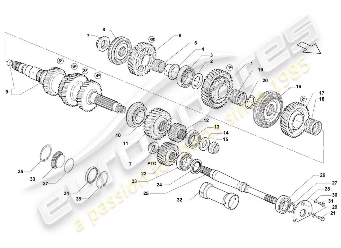 lamborghini lp570-4 sl (2012) output shaft parts diagram