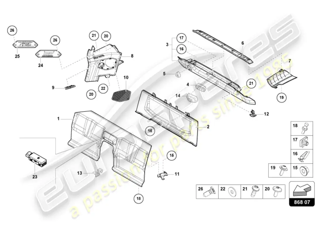 lamborghini tecnica (2024) interior decor parts diagram