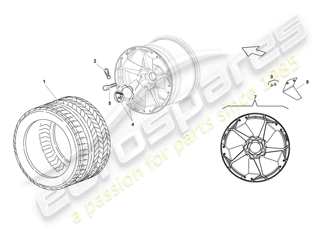 lamborghini reventon roadster aluminium rim rear parts diagram