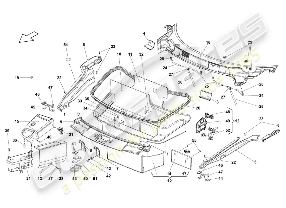 lamborghini lp550-2 spyder (2011) cross panel with scuttle parts diagram