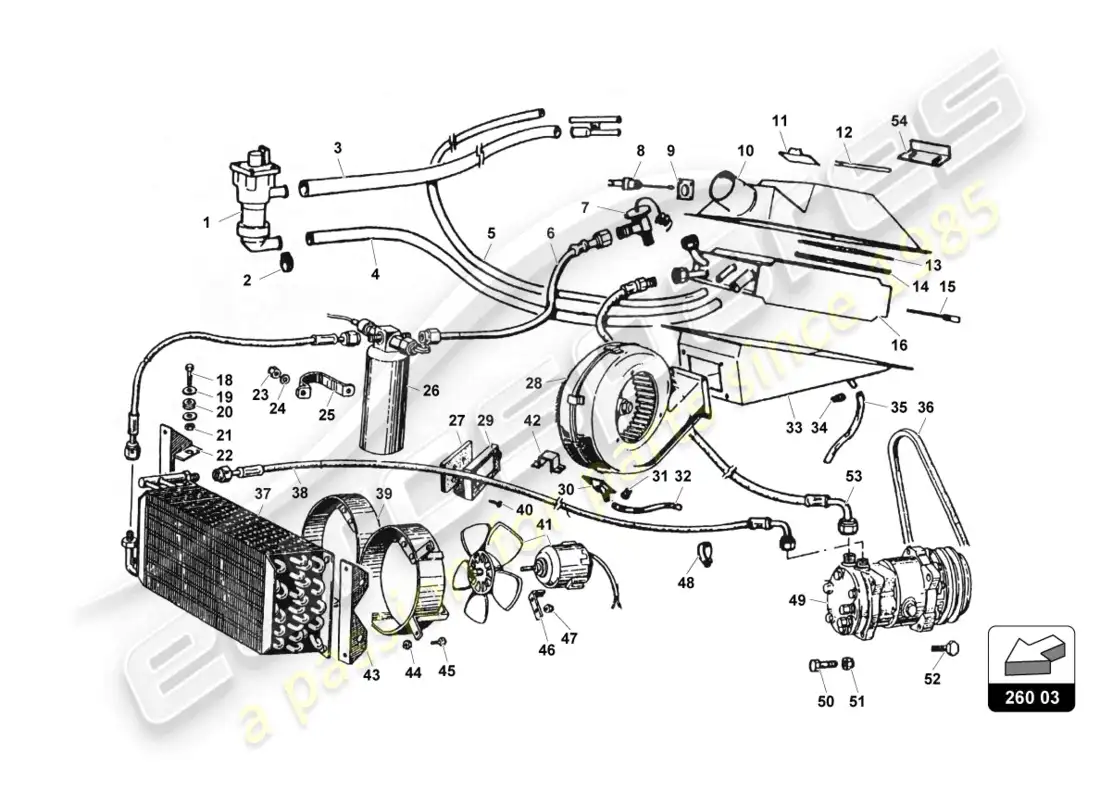 lamborghini countach 25th anniversary (1989) air conditioning system parts diagram