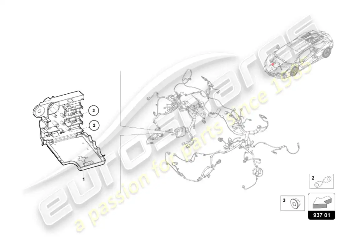 lamborghini revuelto coupe (2024) central electrics parts diagram