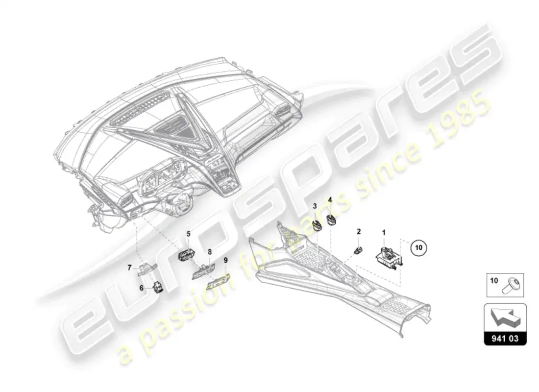 lamborghini revuelto coupe (2024) switch parts diagram