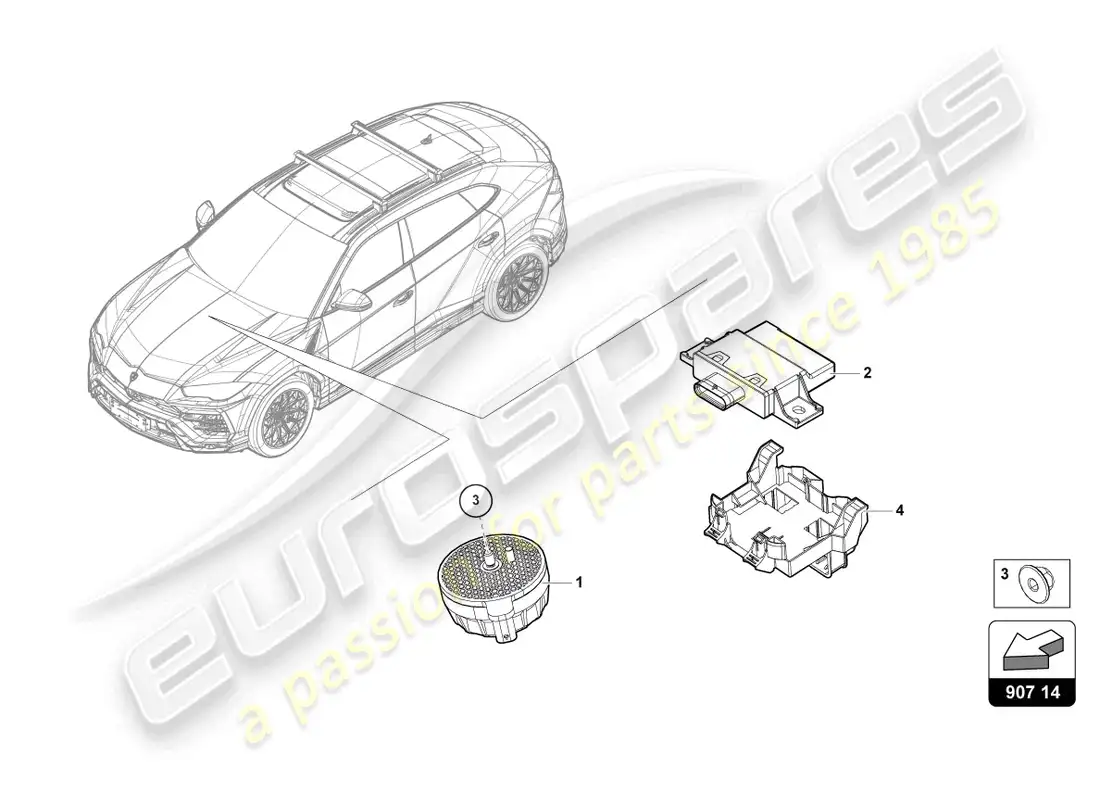 lamborghini urus (2022) electrical parts for engine noise production parts diagram